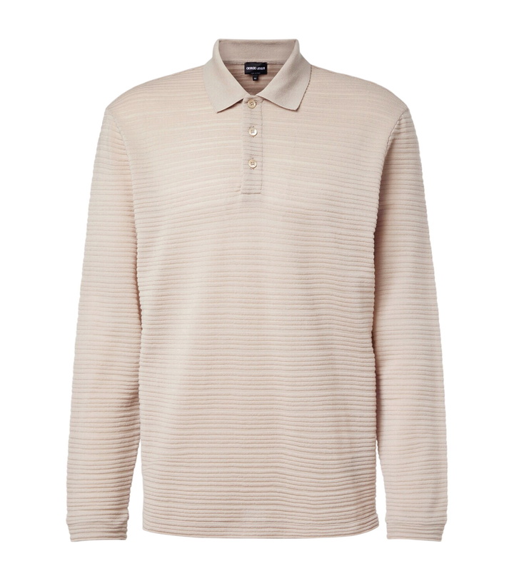 Photo: Giorgio Armani Striped virgin wool jersey polo sweater