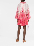 ZIMMERMANN - Printed Silk Blend Short Dress