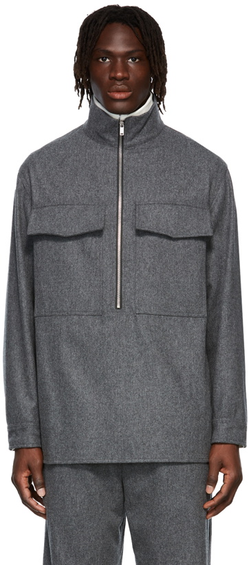 Photo: Jil Sander Grey Compact Flannel Coat