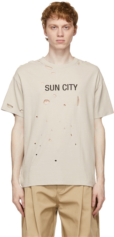 Photo: Sankuanz Grey 'Sun City' Holes T-Shirt
