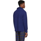 Burberry Navy Cashmere Trenton Half-Zip Sweater