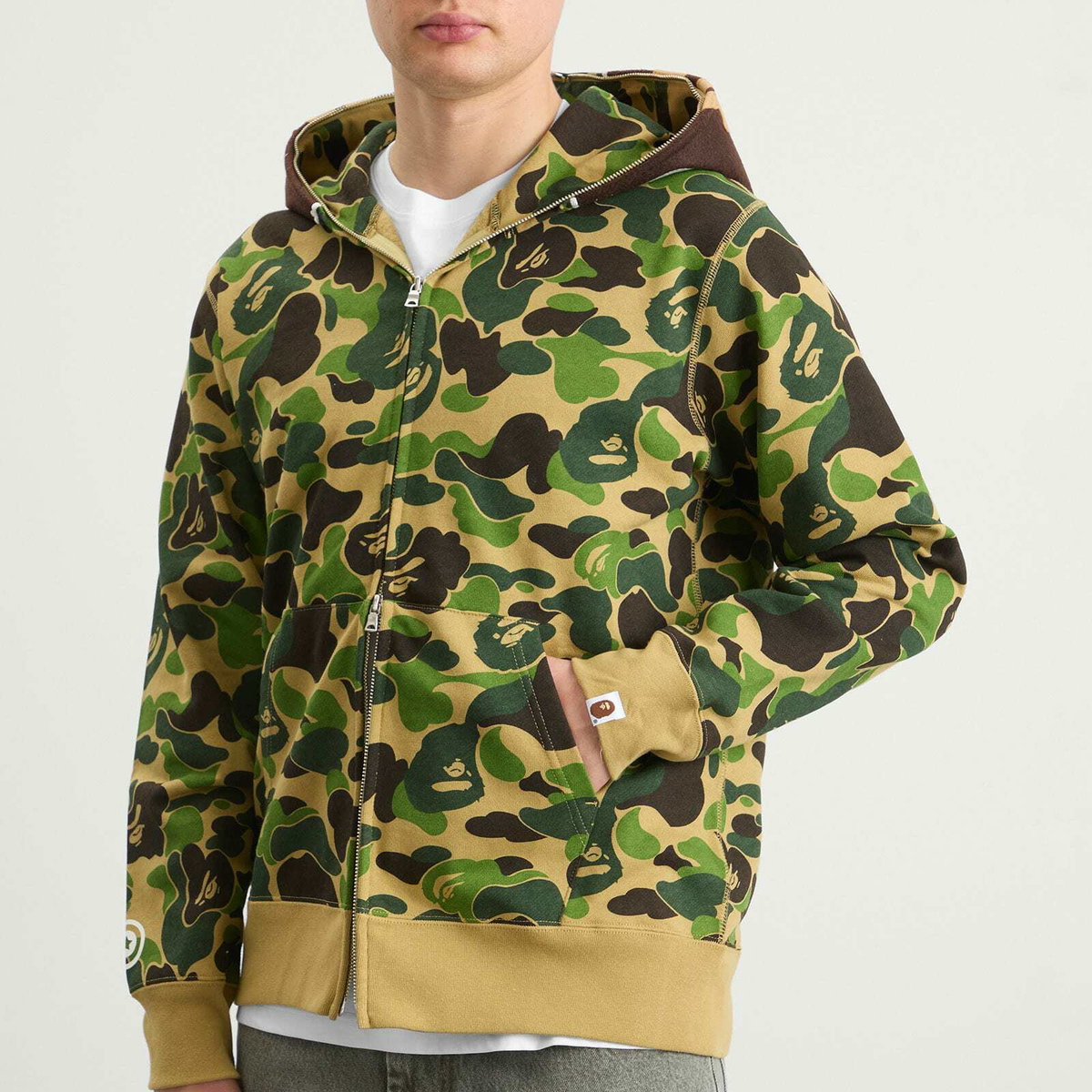 A Bathing Ape Men's ABC Camo 2nd Ape Zip Hoodie in Green
