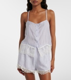 Frame Lace-trimmed striped silk camisole