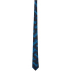 Burberry Blue Silk Monogram Classic Cut Tie