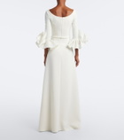 Safiyaa Belisa belted ruffled crêpe gown