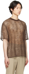 AMOMENTO Brown Sheer T-Shirt