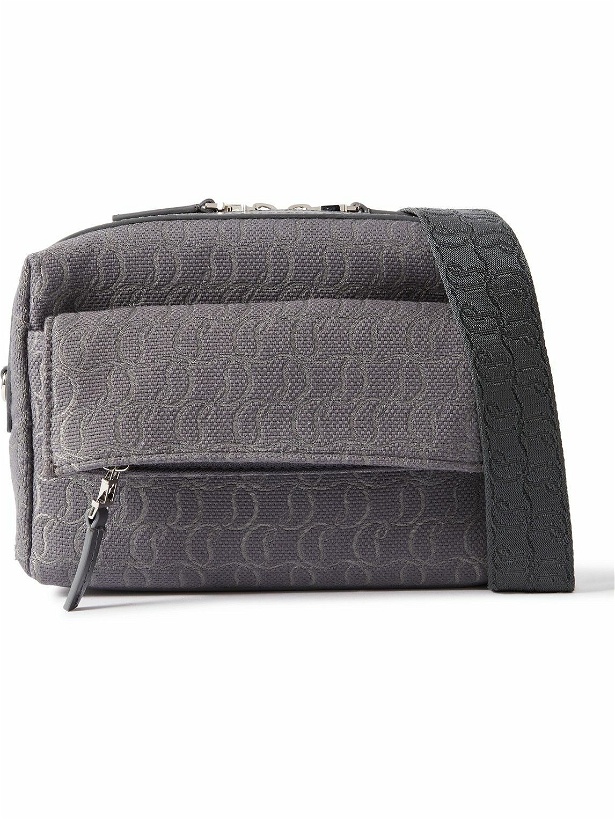 Photo: Christian Louboutin - Zip N Flap Leather-Trimmed Canvas-Jacquard Messenger Bag