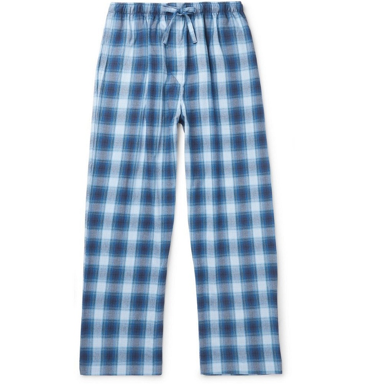 Photo: Derek Rose - Ranga Checked Cotton-Flannel Pyjama Trousers - Men - Blue