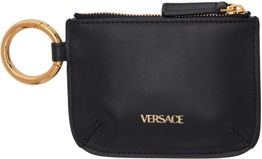 Versace Black Leather Coin Pouch Versace