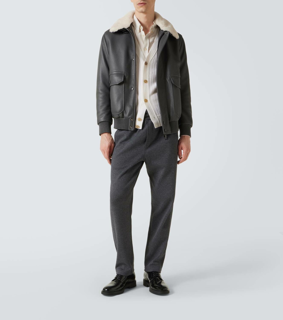 Brioni Ribbed-knit wool and cashmere cardigan
