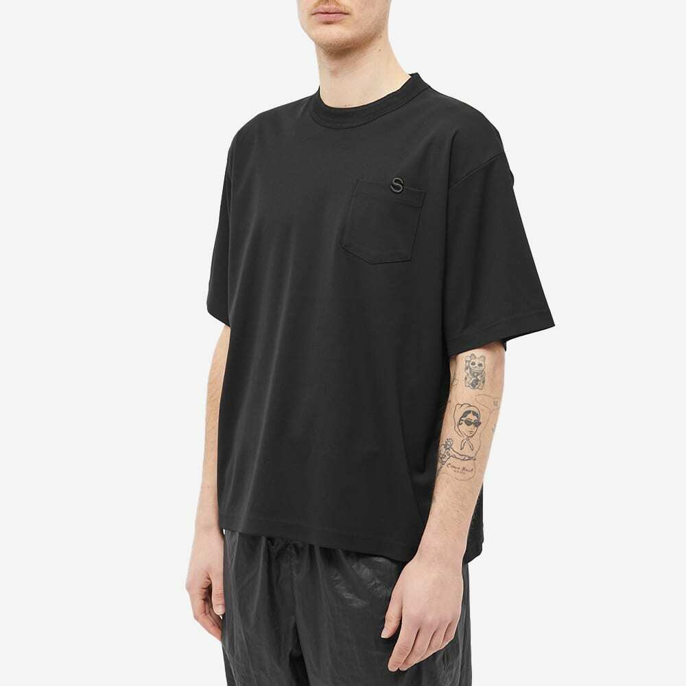 Sacai Men's S Logo Split Seam T-Shirt in Black Sacai