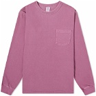 Velva Sheen Men's Long Sleeve Pigment Dyed Pocket T-Shirt in Plum