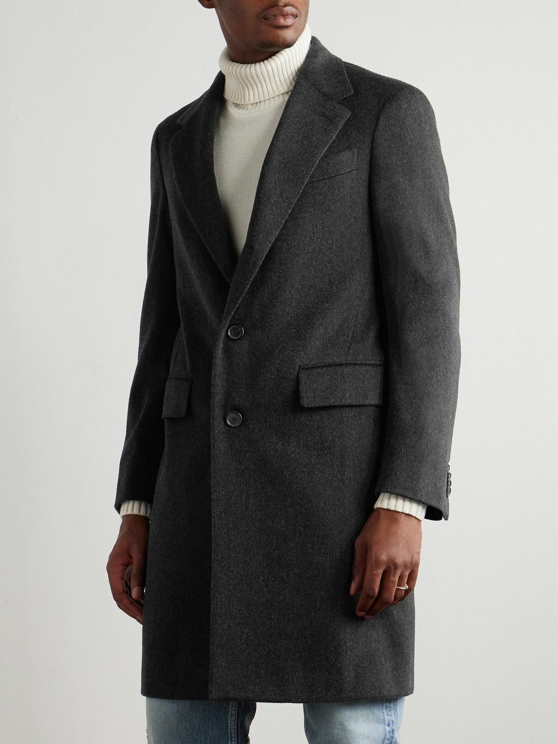 Caruso - Brushed Wool-Blend Overcoat - Gray