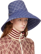 Gucci Blue GG Wide Brim Beach Hat