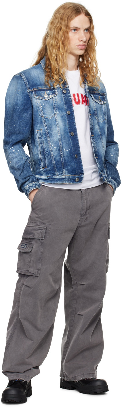 Dsquared2 Blue Medium Heritage Rammendo Wash Denim Jacket