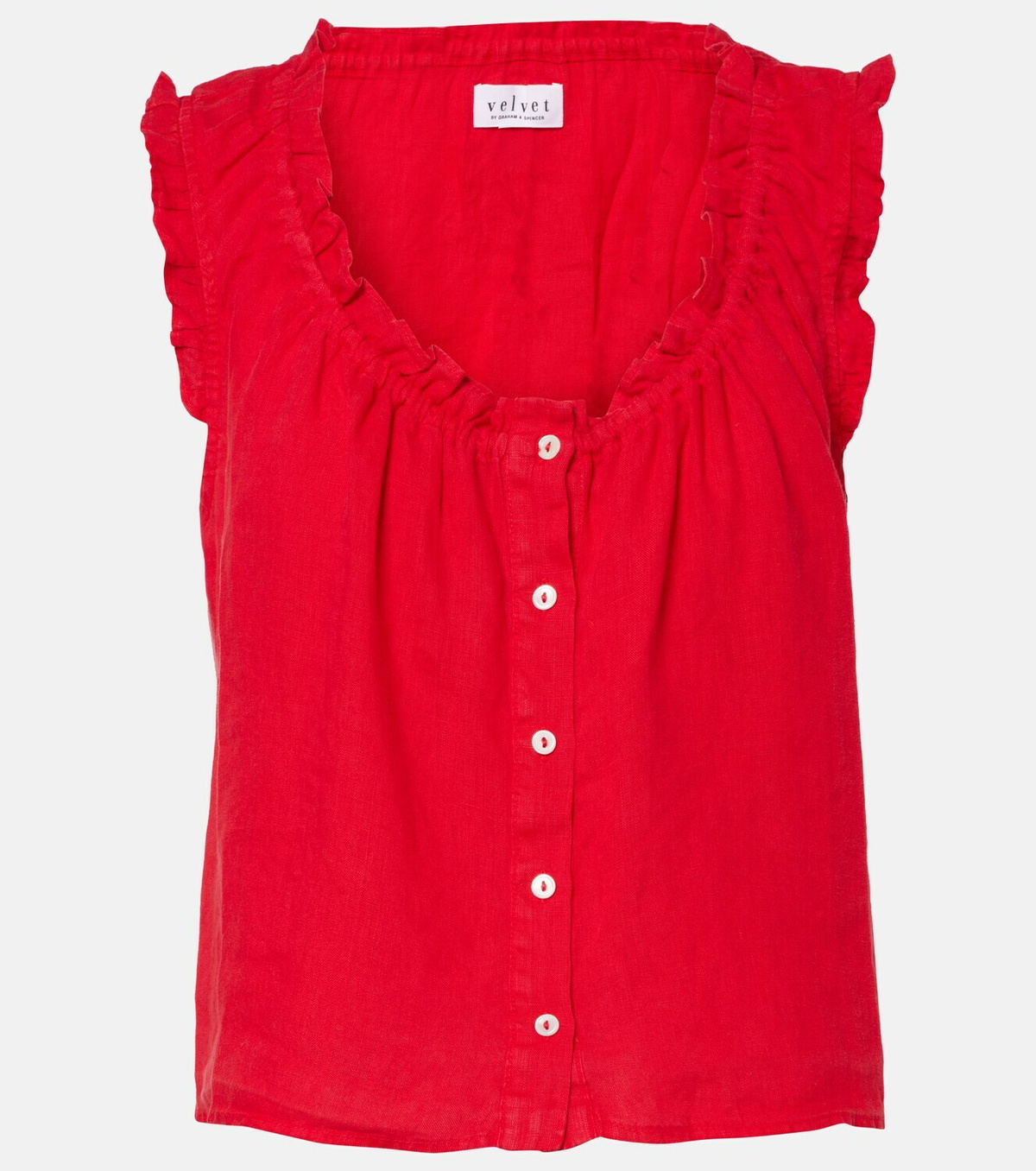 Velvet Tana ruffled linen top