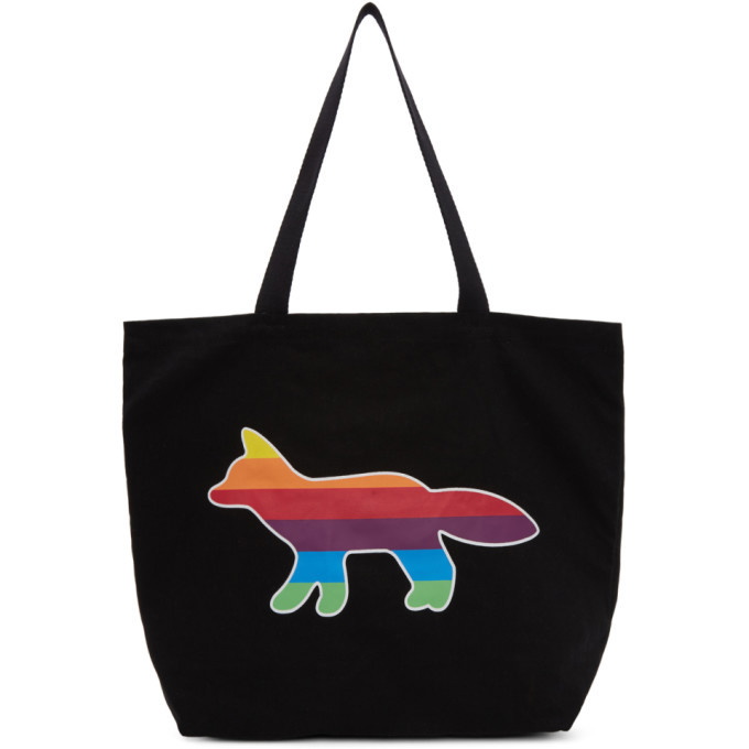 Photo: Maison Kitsune SSENSE Exclusive Black Rainbow Fox Tote