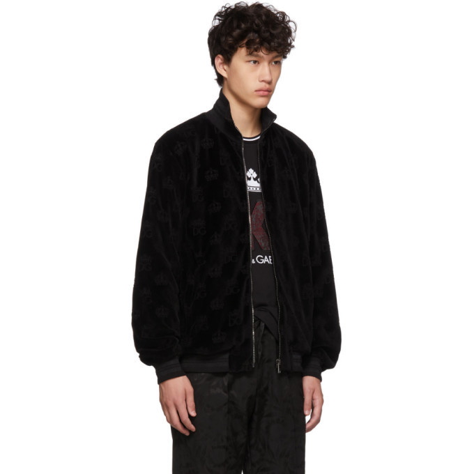 Louis Vuitton 2018 Velour Monogram Track Jacket - Black Outerwear
