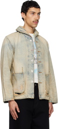 Kenzo Blue Kenzo Paris Shawl Chore Denim Jacket