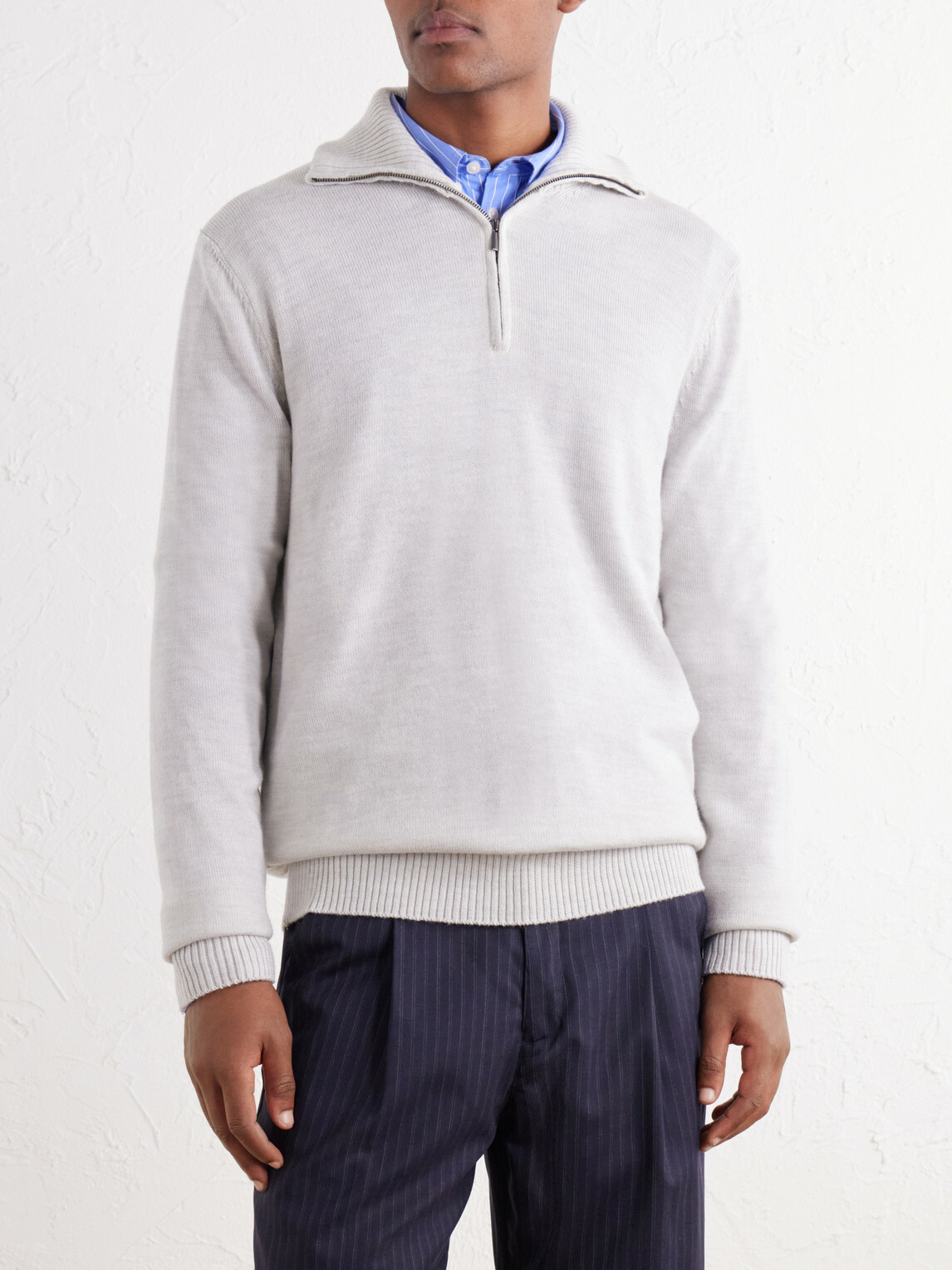 Altea - Half-Zip Virgin Wool Sweater - Gray