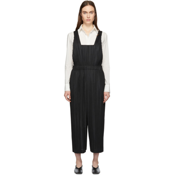 【PLEATS PLEASE ISSEY MIYAKE】 オールインワン Pleats Please Issey Miyake Black Pleated Thicker Bottoms Jumpsuit