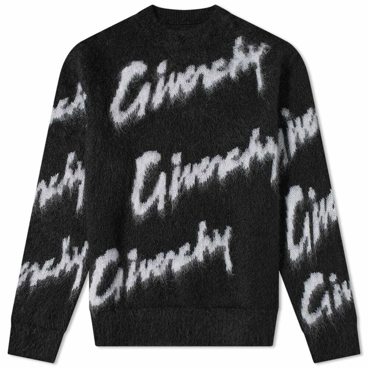 Photo: Givenchy Men's Intarsia Signature Mohair Crew Knit in Black/White
