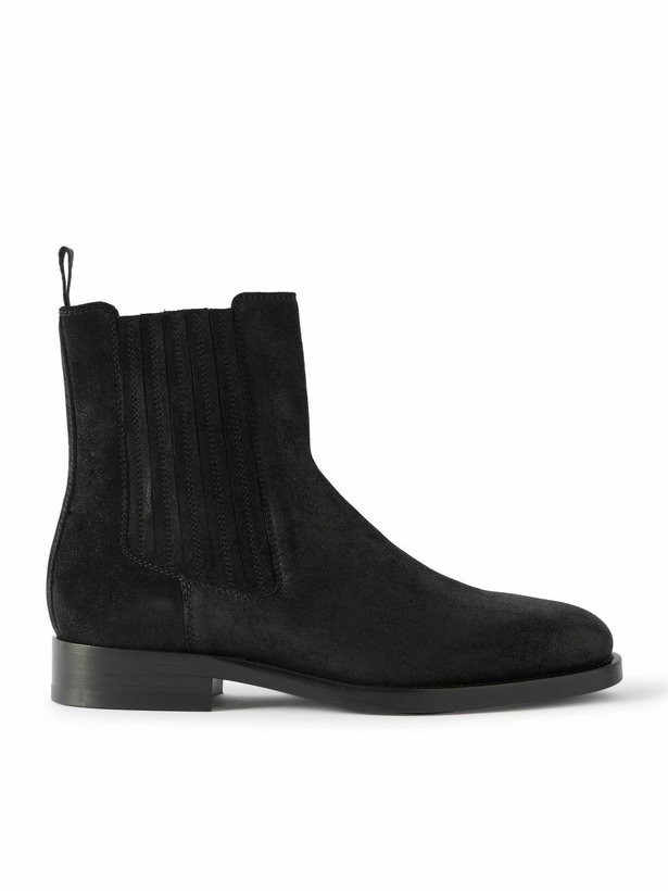 Photo: Brunello Cucinelli - Waxed-Suede Chelsea Boots - Black