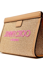 Jimmy Choo Avenue Logo Raffia Pouch - Gold - One Size