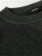 Theory - Alcos Herringbone Wool-Blend Sweatshirt - Black