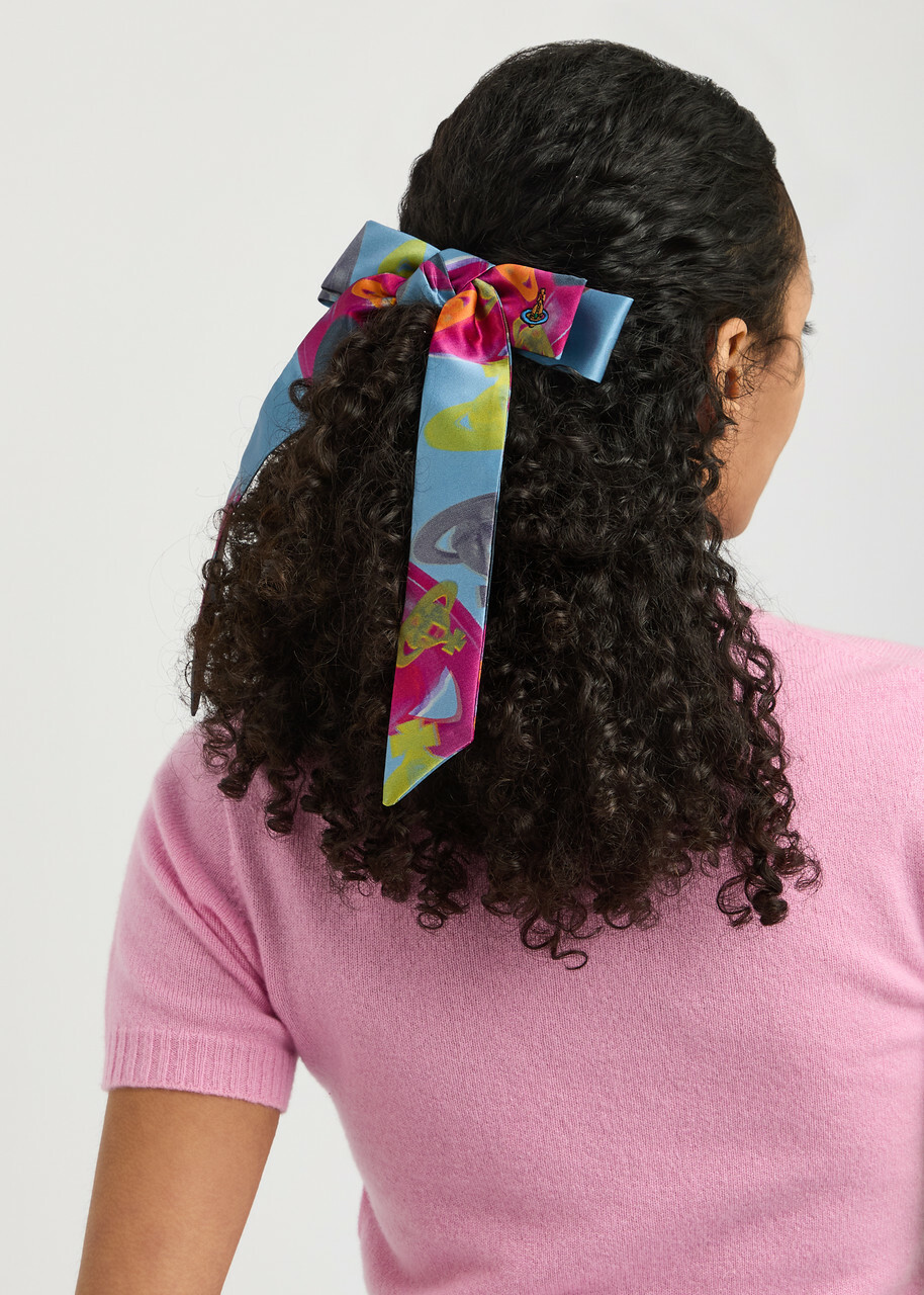 Vivienne Westwood Bow Printed Satin Hair Clip - Multicoloured