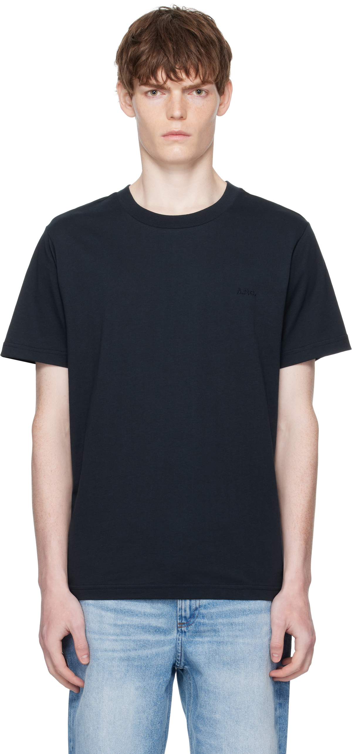 【送料関税込】A.P.C. Aymeric Stripe T-Shirt A.P.C. Men's Aymeric Stripe T-Shirt in Dark Navy A.P.C.