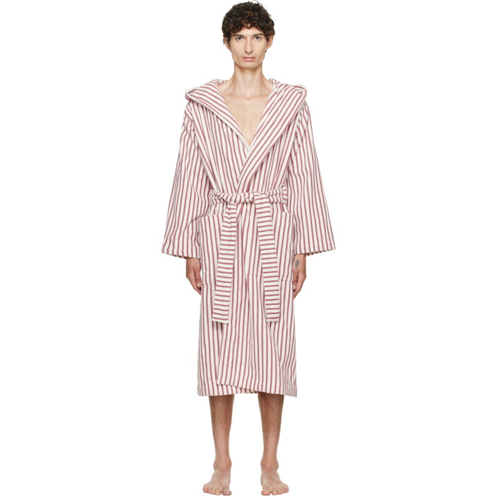 Photo: Tekla Pink & Off-White Terry Hooded Bathrobe