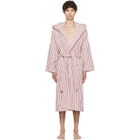 Tekla Pink & Off-White Terry Hooded Bathrobe