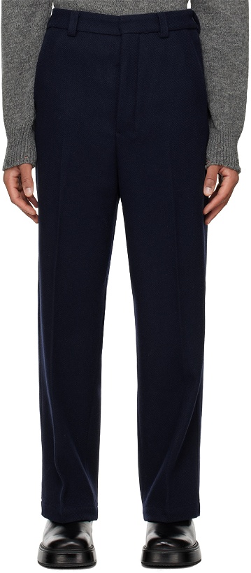 Photo: AMI Alexandre Mattiussi Navy Wide-Fit Trousers