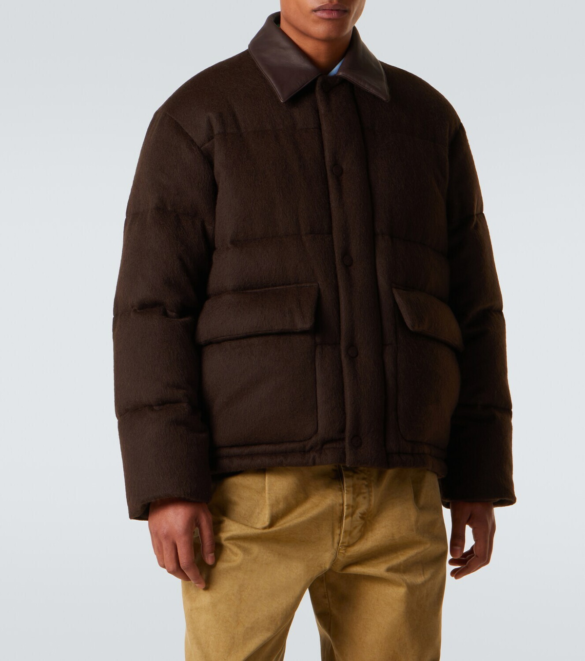 ARNYSジャケット charvet HERMES comoli auralee Auralee Leather-trimmed camel hair down jacket Auralee