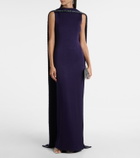 Roland Mouret Embellished caped satin crêpe gown