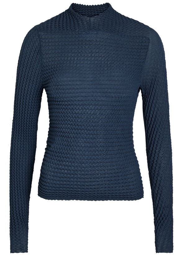 Photo: Victoria Beckham Seersucker Fine-knit top Navy