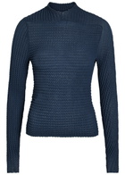 Victoria Beckham Seersucker Fine-knit top Navy