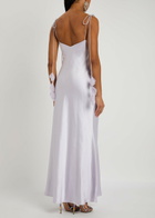 Self-portrait Floral-embellished Satin Maxi Slip Dress Lilac
