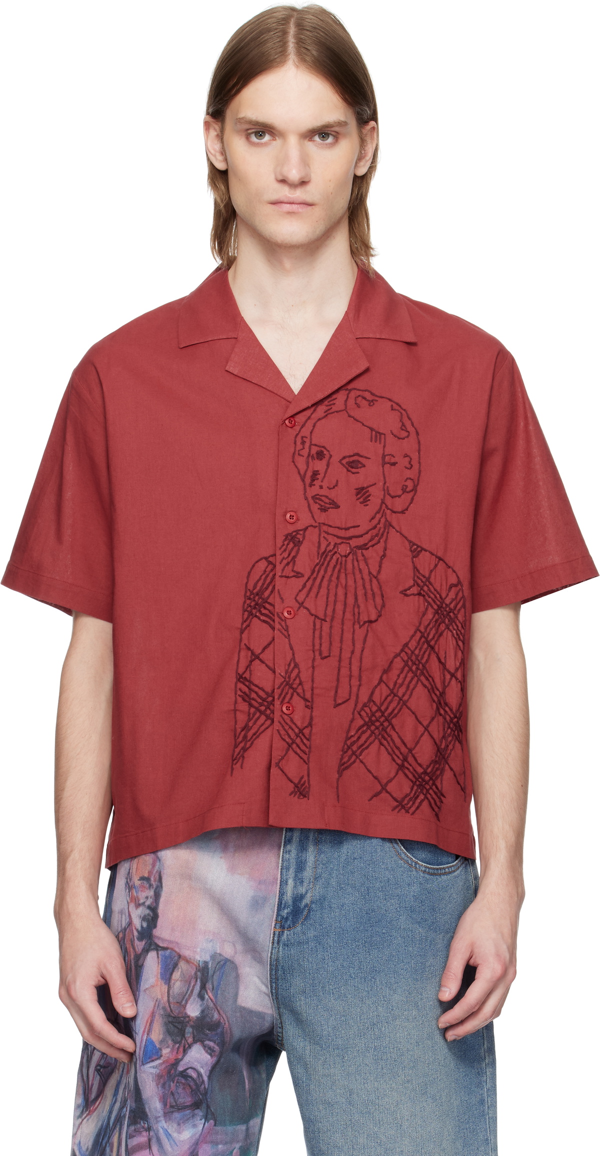 KidSuper Red Hand Stitched Woman Shirt