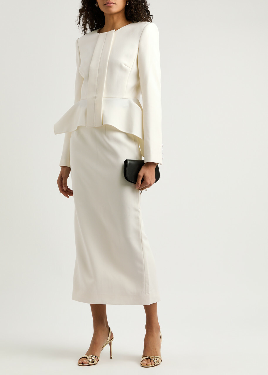 Roland Mouret Peplum Crepe Jacket Cream