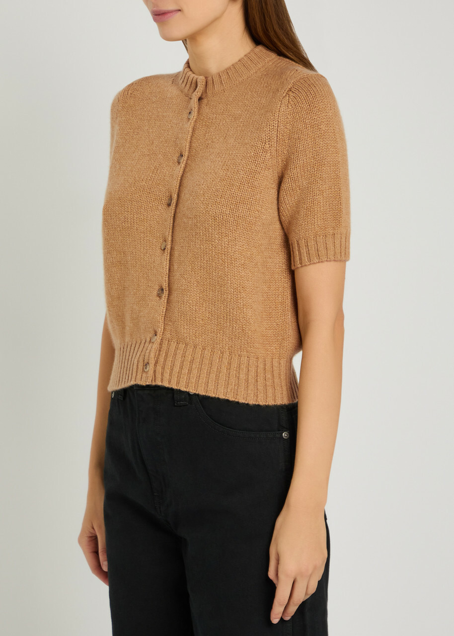 Khaite Nora Stretch-cashmere Cardigan Light Brown