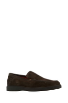 Santoni Chocolate Suede Drain Loafers