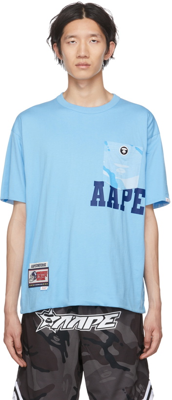 Photo: AAPE by A Bathing Ape Blue Cotton Reversible T-Shirt