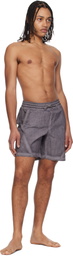 COOR Gray Ripstop Over Dying Curved Swim Shorts