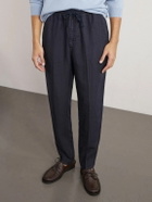 Altea - Mattia Straight-Leg Linen Drawstring Trousers - Blue