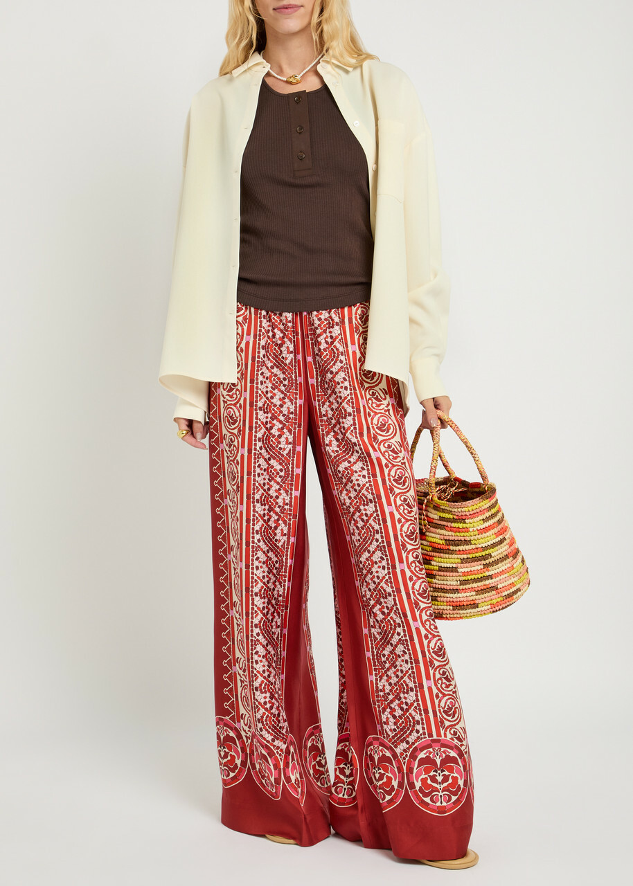 LA Double J Printed Silk-twill Trousers Multicoloured