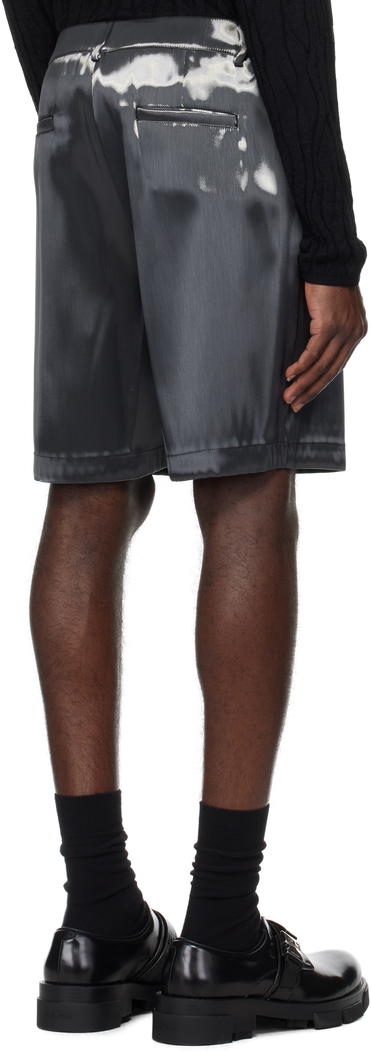 HELIOT EMIL Gray Liquid Metal Shorts