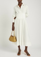 Alice + Olivia Edie Corset Jersey Midi Shirt Dress White