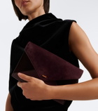 Khaite Grace leather-trimmed suede clutch